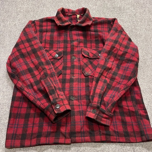 Woolrich Other - Vintage 80s Woolrich Red Buffalo Plaid Wool Hunting Long Sleeve Button-Up